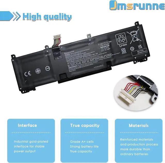 Alt view image 3 of 7 - 51.3Wh RH03XL Laptop Battery Replacement for HP Probook 440 G10/445 G9 G10/450 G10/455 G10/460 EliteBook 640 G9 G10/655 G10/650 G10 Series 11.58V