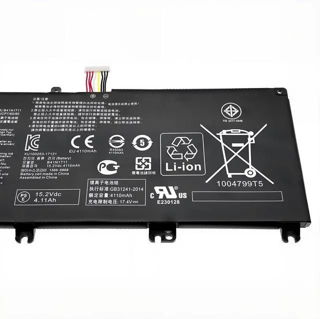 Alt view image 6 of 7 - Tanch Genuine B41N1711 0B200-02730100 0B200-03050000 0B200-03050100 B41Bn95 4ICP7/60/80 B41Bn9H Laptop Battery for Asus fx63vm FX63VD FX63V FX63VD7300 FX63VD7700 FX705GM FX503VD 15.2V 4240mAh 64W