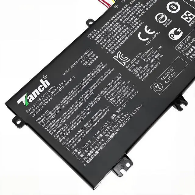 Alt view image 7 of 7 - Tanch Genuine B41N1711 0B200-02730100 0B200-03050000 0B200-03050100 B41Bn95 4ICP7/60/80 B41Bn9H Laptop Battery for Asus fx63vm FX63VD FX63V FX63VD7300 FX63VD7700 FX705GM FX503VD 15.2V 4240mAh 64W