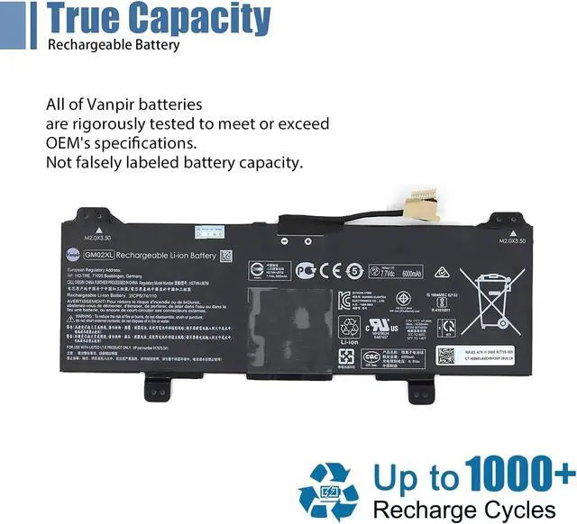 Alt view image 5 of 7 - GM02XL 917679-541 917725-855 Battery for HP Chromebook 14 G5 G6 Chromebook X360 11 G1 G2 G3 Chromebook 11A G6 G7 G8 EE Notebook Battery 917679-271 HSTNN-DB7X HSTNN-UB7M 7.7V 47.3Wh 6150mAh