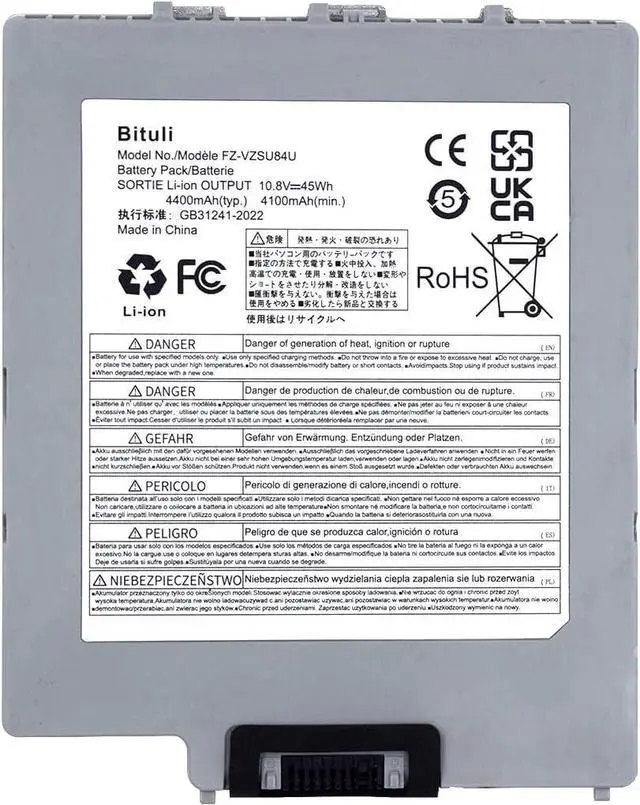 Alt view image 7 of 7 - FZ-VZSU84U FZ-VZSU84AU Laptop Battery Replacement for Panasonic Toughpad FZ-G1 Series FZ-G1AABDXER FZ-VZSU84A2K FZ-VZSU84A2R FZ-VZSU84A2U FZ-VZSU84AK FZ-VZSU84AR FZ-VZSU84K FZ-VZSU89U