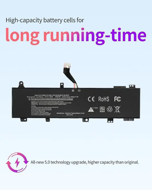 Alt view image 3 of 4 - ASMARK C41N1906 Battery Replacement for ASUS TUF Gaming A15 FA506IU FA506IV FA506QR A17 FA706IU FA706IH F15 FX506LU FX506L FX506LH FX506LI FX506HM FX506QR B0B200-03620000 C41N1906 Laptop Battery