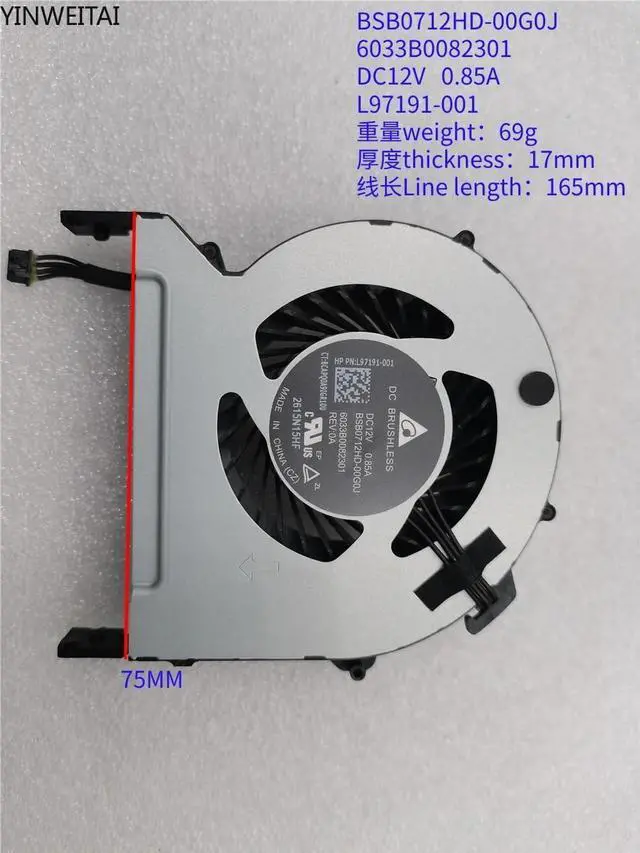 Alt view image 5 of 6 - BSB0712HD-00G0J 6033B0082301 L97191-001 Fan for HP for Mini Z2 G5 GPU Cooling DFS200912AP0T 12V Easy to Replace
