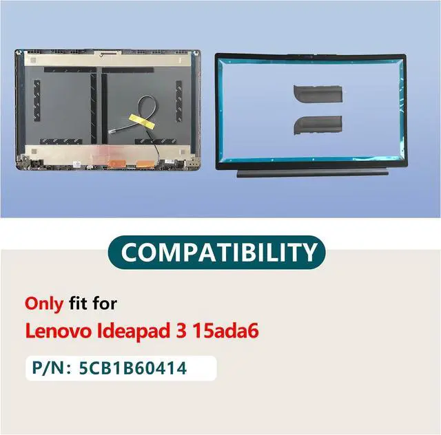 Alt view image 2 of 6 - 5CB1B60414 Replacement Laptop LCD Back Cover with Hinge Cover Set and LCD Bezel Hinges for Lenovo ideapad 3-15ITL6 3-15ALC6 3 15IAU7 3 15ABA7 3-15ADA6 Sliver