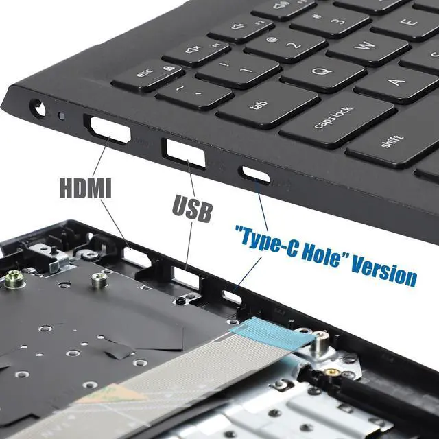 Alt view image 2 of 7 - 05MD22 Upper Case Palmrest with Non-Backlit Keyboard Replacement for Dell Inspiron 15 3511 3520 3525 3530 3510 3515, USB Type-C, 5MD22 for Black Top Cover Laptop