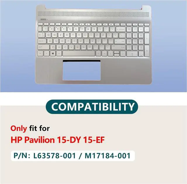 Alt view image 2 of 7 - M17184-001 L63578-001 Replacement Upper Case Palmrest for HP 15T-DY 15-DY 15-EF 15Z-EF 15s-eq 15s-fq 15s-er 15s-fr Series Laptop Top Cover Non-Backlit Keyboard Assembly(Natural Silver)