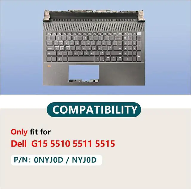 Alt view image 2 of 7 - Replacement Laptop Palmrest for Dell G15 5510 5511 5515 Upper Case Cover with Colorful Backlit Keyboard 04R6Y3 4R6Y3 0NYJ0D NYJ0D (Black)