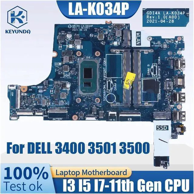 Alt view image 3 of 7 - LA-K034P LA-K032P Laptop Motherboard Compatible for Vostro Compatible for Inspiron 3500 3501 3400 Notebook Mainboard 07HC6F 0GGCMJ I3 I5 I7-11th CPU(LA-K032P i3-1115G4)