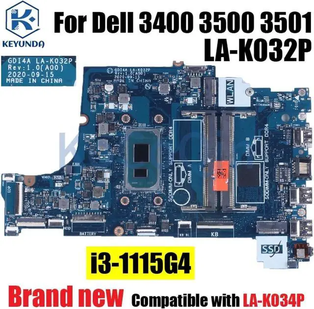 Alt view image 2 of 7 - LA-K034P LA-K032P Laptop Motherboard Compatible for Vostro Compatible for Inspiron 3500 3501 3400 Notebook Mainboard 07HC6F 0GGCMJ I3 I5 I7-11th CPU(LA-K032P i3-1115G4)