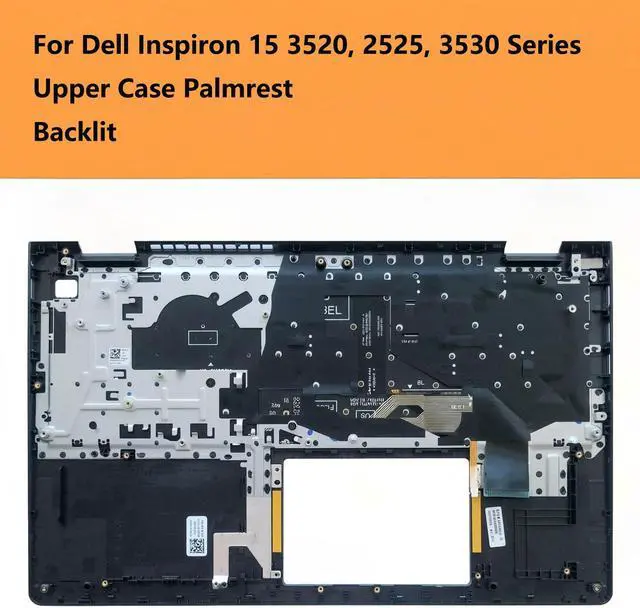 Alt view image 2 of 6 - 9H34G 09H34G Replacement Upper Case Palmrest with Backlit Keyboard for Dell Inspiron 15 3520, 3525, 3530 Series UMA Laptop, USB-C, Black