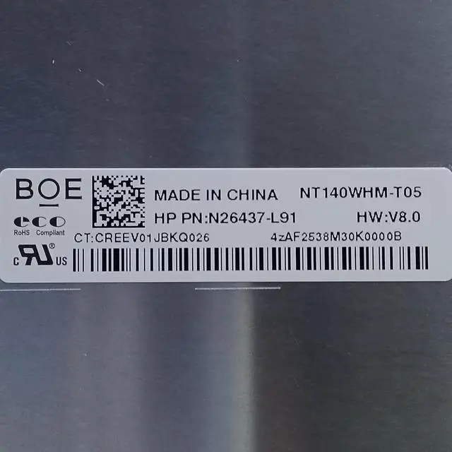 Alt view image 7 of 7 - Replacement for HP Touch Screen NT140WHM-T05 V8.0 LCD Display 1366x768 40 pins Matte N26437-L91
