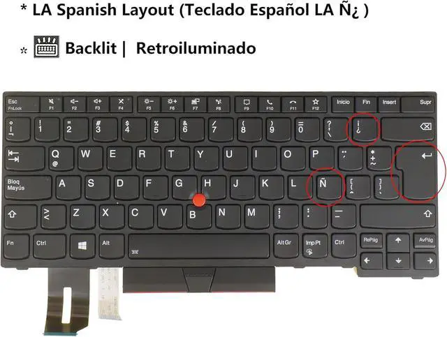 Alt view image 2 of 6 - LA Spanish Laptop Keyboard for Lenovo Thinkpad T14 Gen 1/Gen2, P14s Gen 1/Gen2, 5N20X70326 5N20X68848 5N20V44195 5N20V44051 5N20V43907 5N20V43763 Backlit