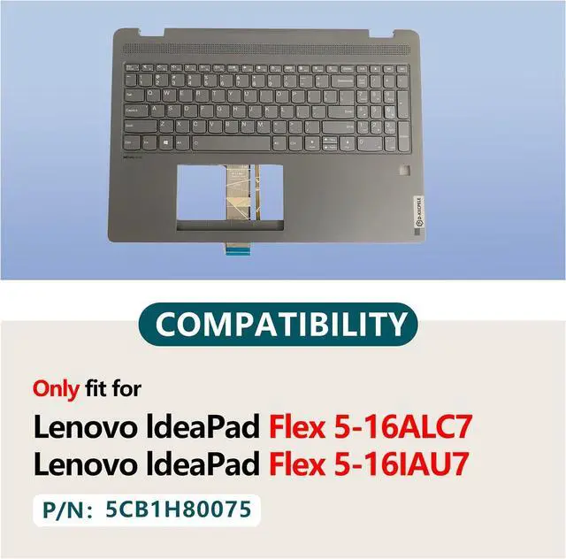 Alt view image 2 of 7 - Replacement for Lenovo ldeaPad Flex 5 16ALC7 5 16IAU7 Laptop Upper Case Palmrest with US Keyboard Assembly 5CB1H80075 460.0NF05.0002
