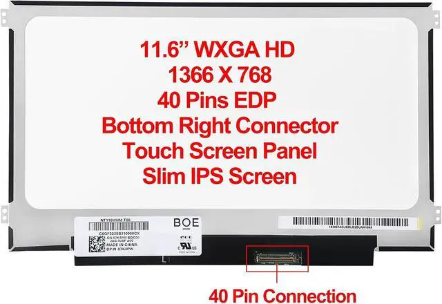 Alt view image 3 of 7 - N85242-001 11.6 inch LCD HD 1366x768 40 Pins Side Brackets On-Cell Touch Screen Display Laptop Replacement Panel for HP Fortis 11 G10 G1i G1m Chromebook (Not for 2in1 Version)