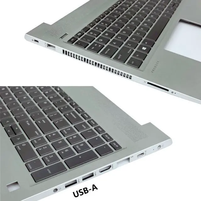 Alt view image 3 of 6 - L45090-001 Replacement Upper Case Palmrest with Backlit Keyboard for HP Probook 450 G6/G7, 455 G6/G7 Series, Silver Top Cover
