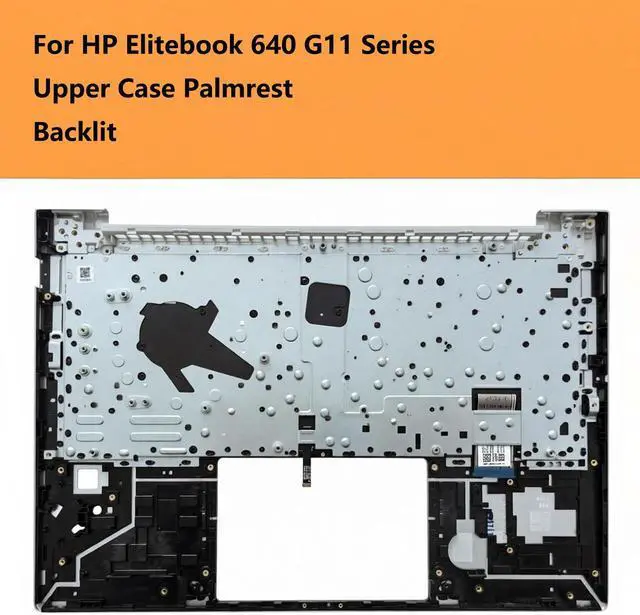 Alt view image 2 of 6 - N97244-001 Replacement Upper Case Palmrest with US Backlit Keyboard for HP EliteBook 640 G11 Series Laptop, Silver Top Cover