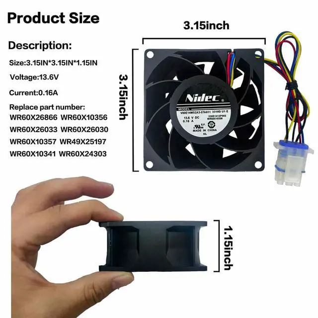 Alt view image 3 of 5 - for Nidec 13.6V 0.16A V80E14MS2A3-57A611 2611D U1 E 239D1412P001