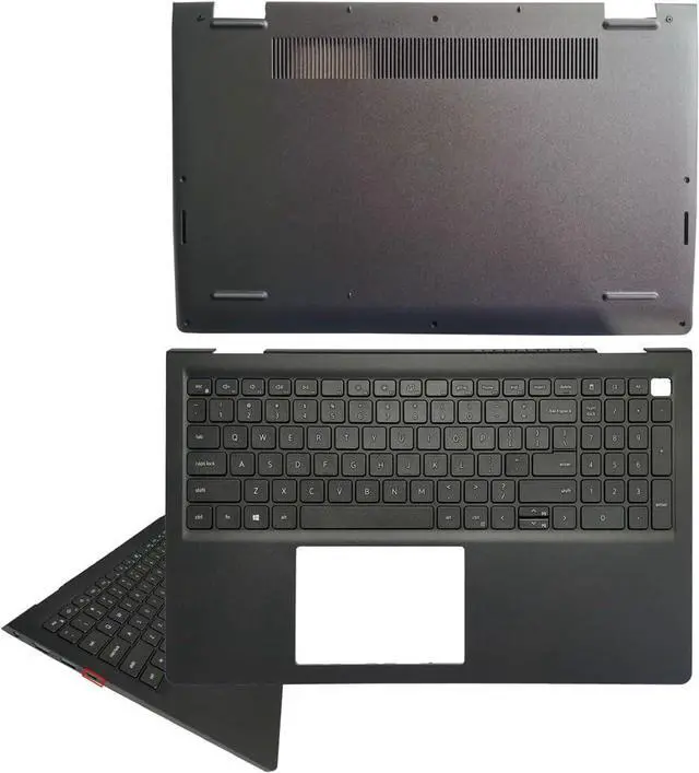 Main image of Laptop Replacement Black Bottom Base Compatible for Dell Inspiron 15 3510 3511 3515 3520 3525 09CJN3 054WVM 03JRFX and US Keyboard with Palmrest Upper Cover Case Shell (Backlit with Type-C Hole)