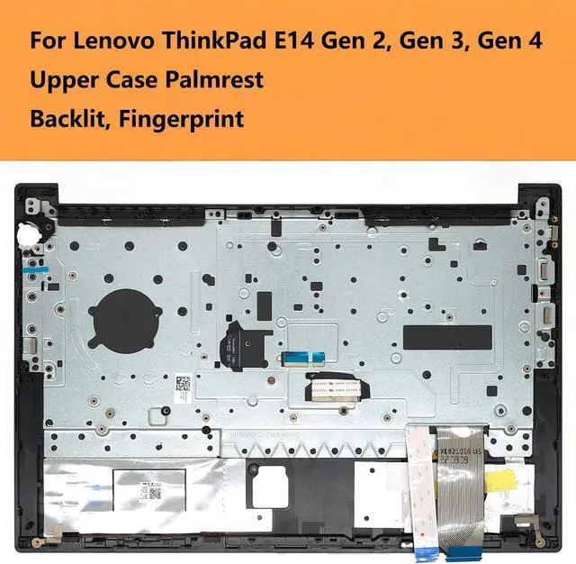Alt view image 2 of 5 - 5M11C47603 Replacement Upper Case Palmrest for Lenovo ThinkPad E14 Gen 2, Gen 3, Gen 4 Series Laptop, with Backlit Keyboard, Fingerprint Hole Only, Black