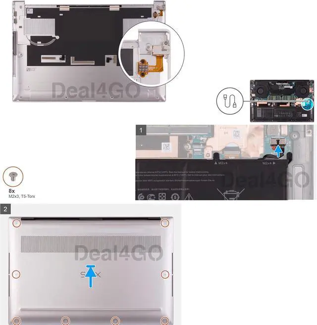 Alt view image 3 of 6 - Deal4GO Bottom Case Metal Base Enclosure Cover DWT74 KVD7H Replacement for Dell XPS 15 9500 9510 Precision 5550 5560 (2020) - Silver