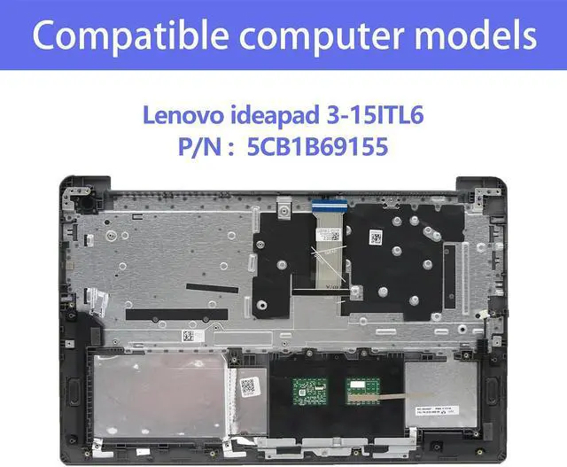 Alt view image 2 of 7 - 5CB1B69155 Replacement for Lenovo ideapad 3-15ITL6 Laptop Upper Top Cover Case Palmrest Not-Backlit US Keyboard Touchpad Assembly Part