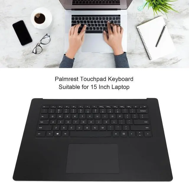 Alt view image 2 of 7 - Replacement Upper Case Palmrest for 3 4 5 1873 15 in Series Laptop Backlight Keyboard Assembly with Touch pad, Laptop Upper Case Palmrest Keyboard Assembly (Black)