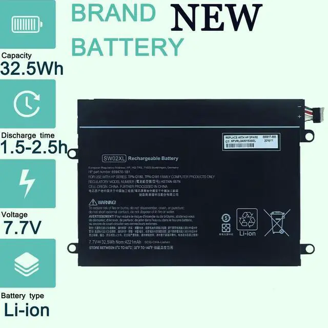 Alt view image 6 of 7 - SW02XL Laptop Compatible with for HP X2 10-P018WM 10-P010NR 10-P011NF 10-P011NR 10-P013NS 210 G2 Series 859470-421 859517-855 HSTNN-IB7N HSTNN-LB7N 859470-1B1 TPN-Q180 TPN-Q181 7.7V 32.5Wh