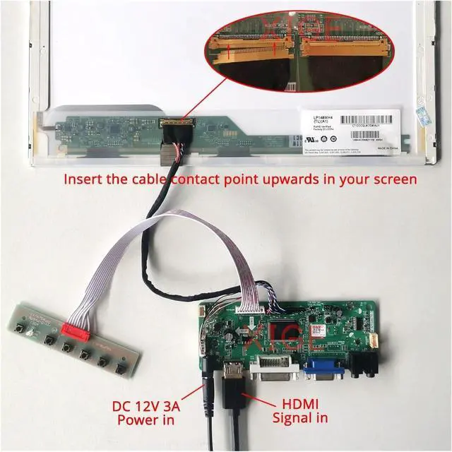 Alt view image 5 of 5 - Controller Board Fit LTN173KT01 N173O6 LTN173KT03 LTN173KT02 1600x900 VGA DVI HDMI 1600*900 Laptop Monitor Panel LVDS 40-Pin Kit(for LTN173KT02-B01)