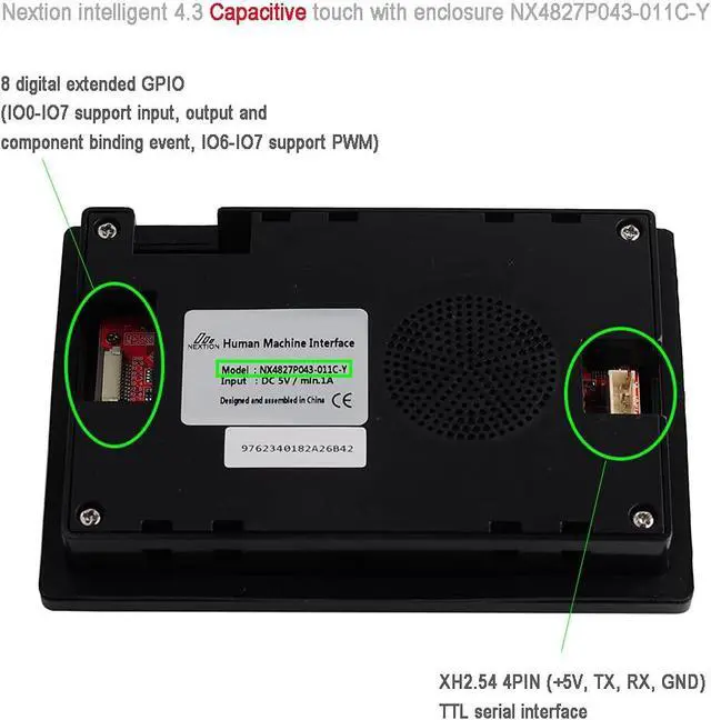 Alt view image 2 of 7 - Nextion Intelligent 4.3" Display NX4827P043-011C-Y + Alligator Clip Wire