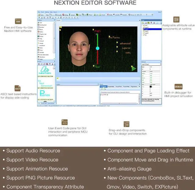 Alt view image 3 of 7 - Nextion Intelligent 4.3" Display NX4827P043-011C-Y + Alligator Clip Wire