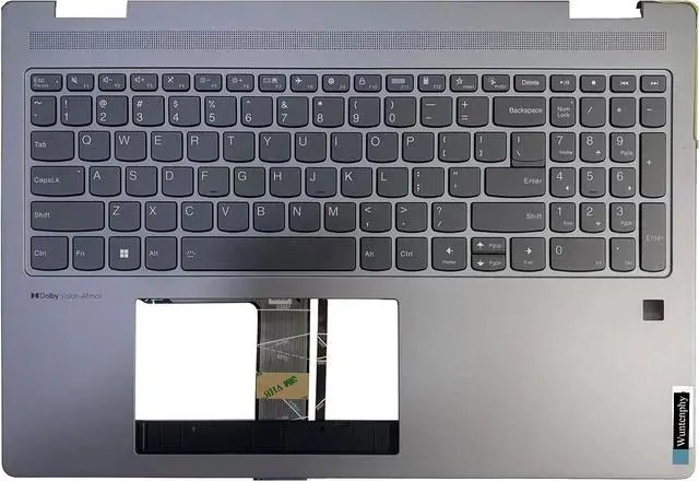 Main image of New Replacement for Lenovo Yoga 7 16ARP8 83BS / 7 16IRL8 82YN / 7i 16 Gen 8 2-in-1 Laptop Palmrest Upper Case Backlit Keyboard Fingerprint Reader Hole Assembly Part 5CB1L31922 5CB1L31865 Arctic Grey