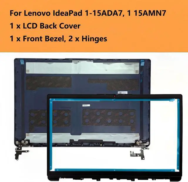 Alt view image 2 of 6 - 5CB1R29778, 5B30S19034 Replacement LCD Back Cover with Front Bezel and Hinges for Lenovo IdeaPad 1-15ADA7, 1 15AMN7 Series, Blue Plastic Top Lid