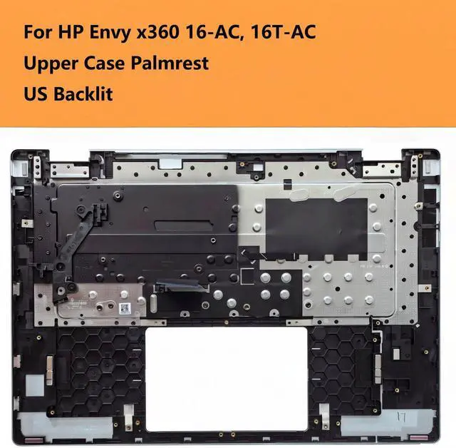 Alt view image 2 of 6 - N86627-001 Replacement Upper Case Palmrest for HP Envy x360 16-AC, 16T-AC Series, US Layout Backlit Keyboard, Silver Metal Top Cover