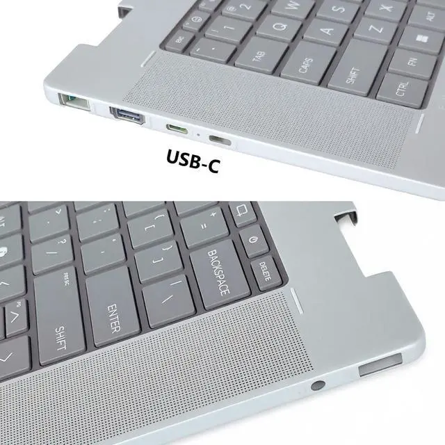 Alt view image 3 of 6 - N86627-001 Replacement Upper Case Palmrest for HP Envy x360 16-AC, 16T-AC Series, US Layout Backlit Keyboard, Silver Metal Top Cover