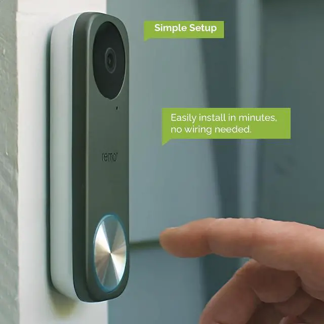 Alt view image 3 of 7 - Remo+ RemoBell S WiFi Video Doorbell Camera with HD Video, Motion Sensor, 2-Way Talk, and Alexa Enabled (No Monthly Fees) (Free Cloud Storage)