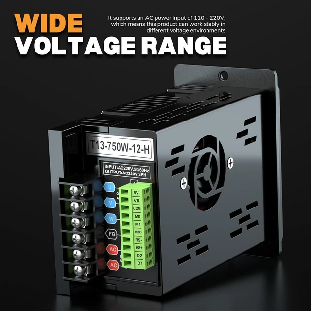 Alt view image 4 of 7 - 750W 1HP VFD, AC 110-220V Variable Frequency Drive, Single Phase to 3 Phase Converter for Speed Control of Spindle Motor, Lathe Motor, HVAC System, CNC Machine, Milling Machine More