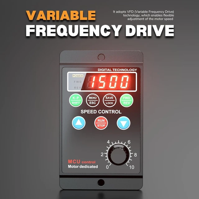 Alt view image 3 of 7 - 750W 1HP VFD, AC 110-220V Variable Frequency Drive, Single Phase to 3 Phase Converter for Speed Control of Spindle Motor, Lathe Motor, HVAC System, CNC Machine, Milling Machine More