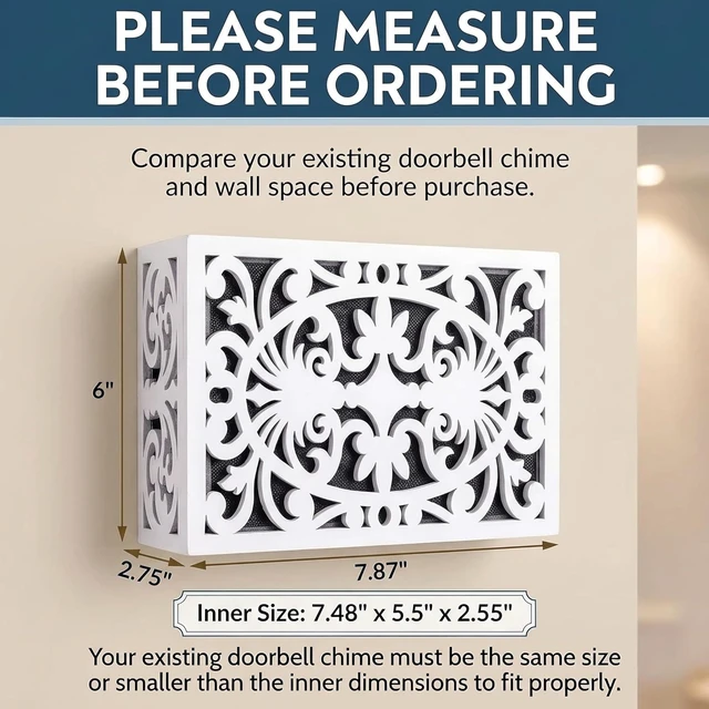Alt view image 3 of 6 - GRAUES Doorbell Cover | Modern Design Door Chime Covers Decorative | Wooden doorbell Cover Box only Standard Size (7.75 x 6 x 2.75))