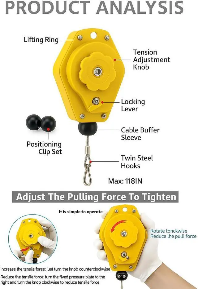 Alt view image 4 of 7 - EV Charger Retractable Cord Reel, Cable Retractor, Ceiling-Mount Counterbalance, 9.8 ft Reach, One-Handed, Fits Tesla (NACS)/J1772, 2-Car Garages