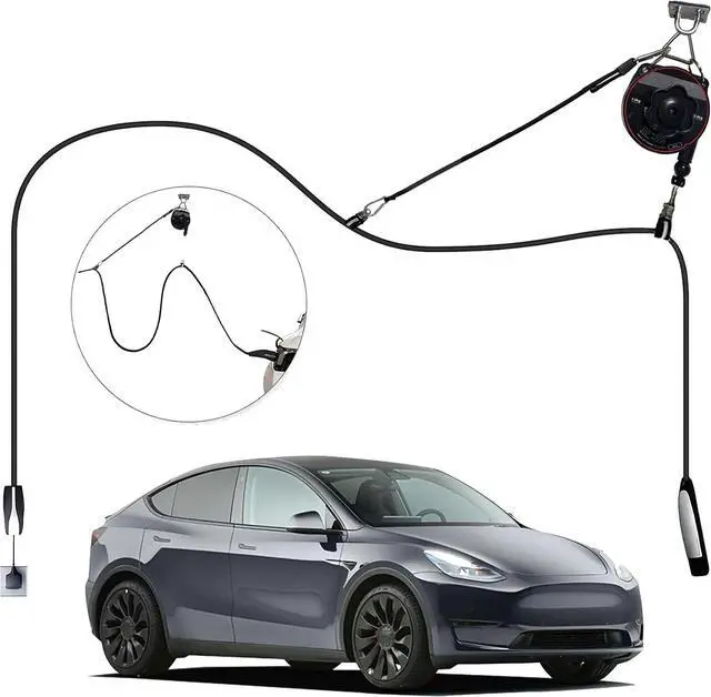 Main image of EV Charger Retractable Cord Reel, Cable Retractor, Ceiling-Mount Counterbalance, 6.6 ft Reach, One-Handed Fits Tesla and Other EVs - NACS, J1772