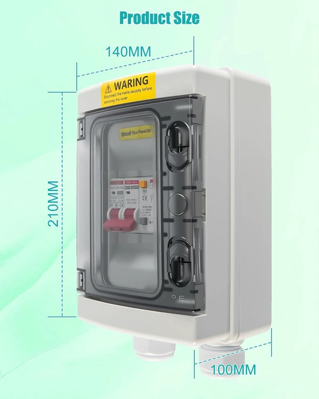 Alt view image 3 of 7 - SPA Panel Disconnect GFCI Switch, 50A Circuit Breaker Box with Surge Protection, IP66 Weatherproof Circuit Breaker Disconnect GFCI Switch for Hot Tub, Swimming Pools 120/240V