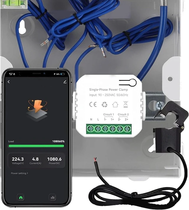 Alt view image 3 of 7 - Smart Energy Meter for Home 90-250V AC Voltage, Dual 200A Clamp CT Sensors, Real-Time kWh & Power Monitoring via Smart Life App Energy Consumption Monitor for Canadian Homes