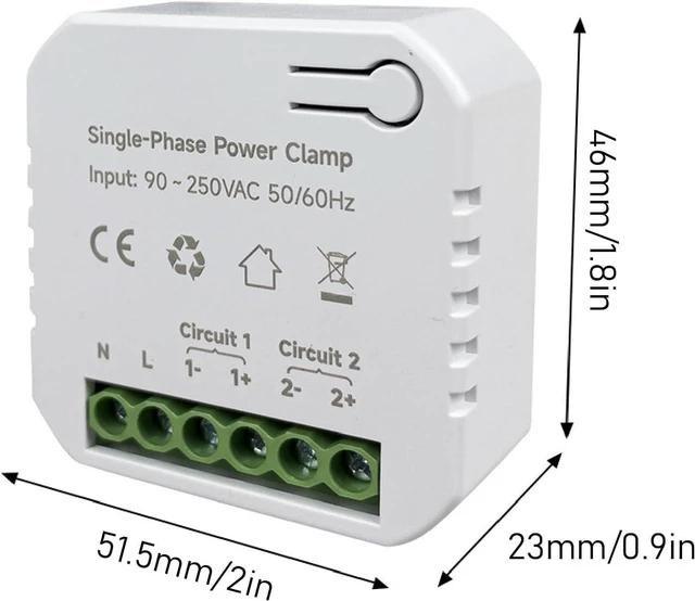 Alt view image 4 of 7 - Smart Energy Meter for Home 90-250V AC Voltage, Dual 200A Clamp CT Sensors, Real-Time kWh & Power Monitoring via Smart Life App Energy Consumption Monitor for Canadian Homes