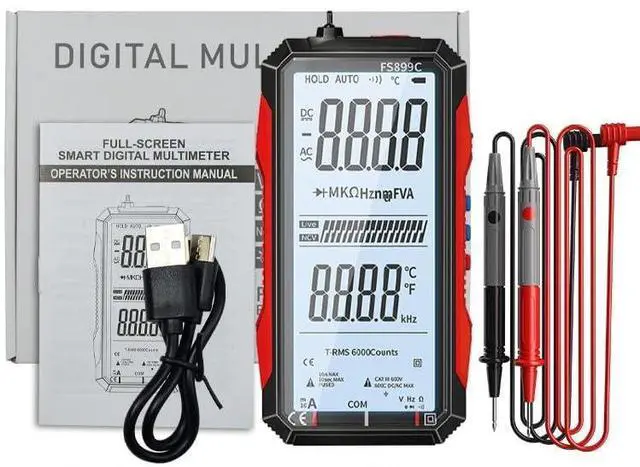 Alt view image 7 of 7 - Digi tal MUL timeter, USB Rechargeable Digital MUL timeter 6000 Counts,Large Color Screen & Backlight! Fs899l Multimeter,USB Rechargeable Multimeter 6000 Counts Digital Voltmeter (FS899L)