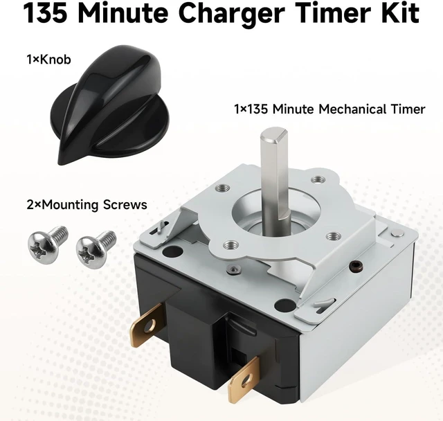 Alt view image 3 of 7 - 135 Minute Mechanical Timer Kit for Schumacher Electric Battery Charger, Compatible with PS-3000, PS-5250, PS-8050 Models, Includes Control Knob and Mounting Screws