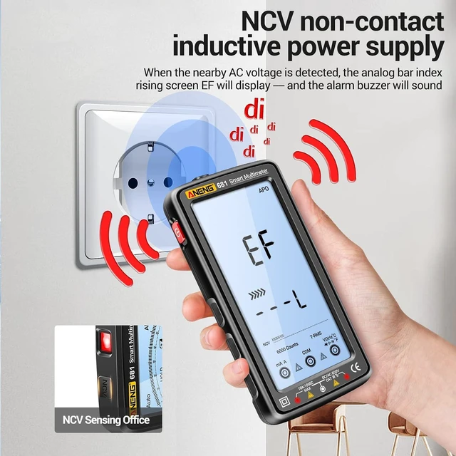 Alt view image 2 of 7 - NCV Tester ANENG 681 6000 Counts Digital Multimeter Smart -Burn Rechargeable Universal Meter NCV Tester 5-inch Large LCD with Backlit Flashlight for Voltage Current Resistance Capacitance