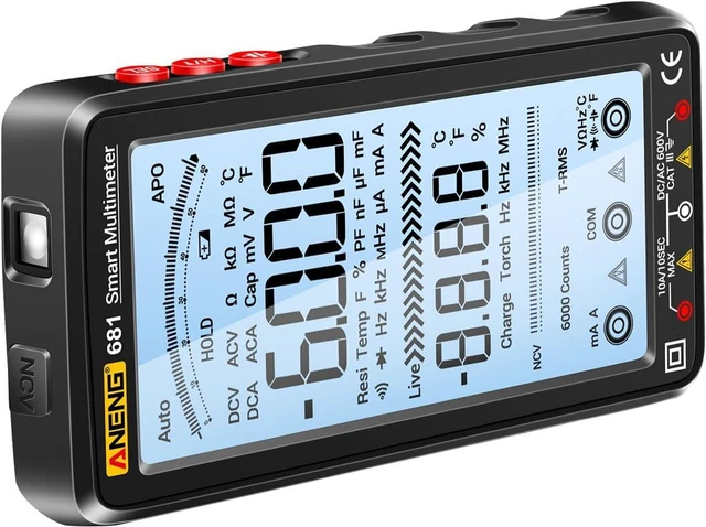 Alt view image 3 of 7 - NCV Tester ANENG 681 6000 Counts Digital Multimeter Smart -Burn Rechargeable Universal Meter NCV Tester 5-inch Large LCD with Backlit Flashlight for Voltage Current Resistance Capacitance