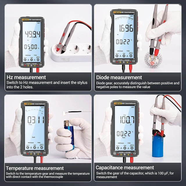 Alt view image 7 of 7 - NCV Tester ANENG 681 6000 Counts Digital Multimeter Smart -Burn Rechargeable Universal Meter NCV Tester 5-inch Large LCD with Backlit Flashlight for Voltage Current Resistance Capacitance