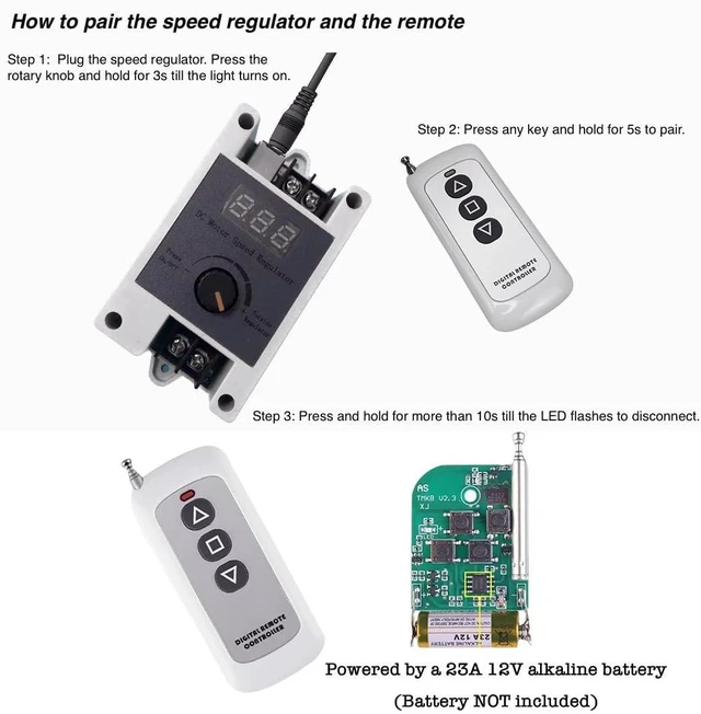 Alt view image 6 of 7 - DC 12V Vibration Motor with Speed Controller & Remote Control - 3800RPM Rotary Motor for Massage Chairs, Beds, Vibration Machines