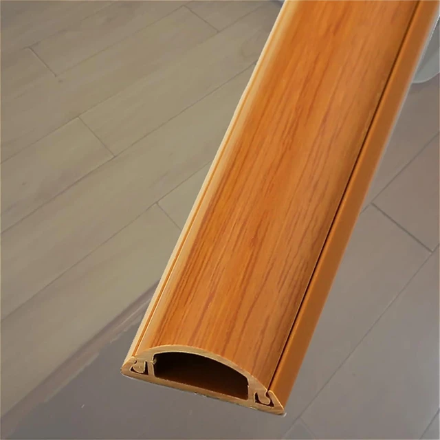 Main image of 2 in Width Wood Grain PVC Cable Raceway Wire Cord Cover, 1 2 5 10 Pcs Floor Cord Lid for Factory Wires/line Management, Cables Concealer Paintable(B-1 pc,L x Outer Width 24in x 2in)